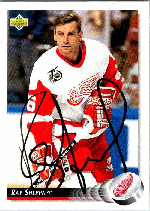 Ray Sheppard Detroit Red Wings Hand Signed 1992-93 UD Hockey Card #296 NM