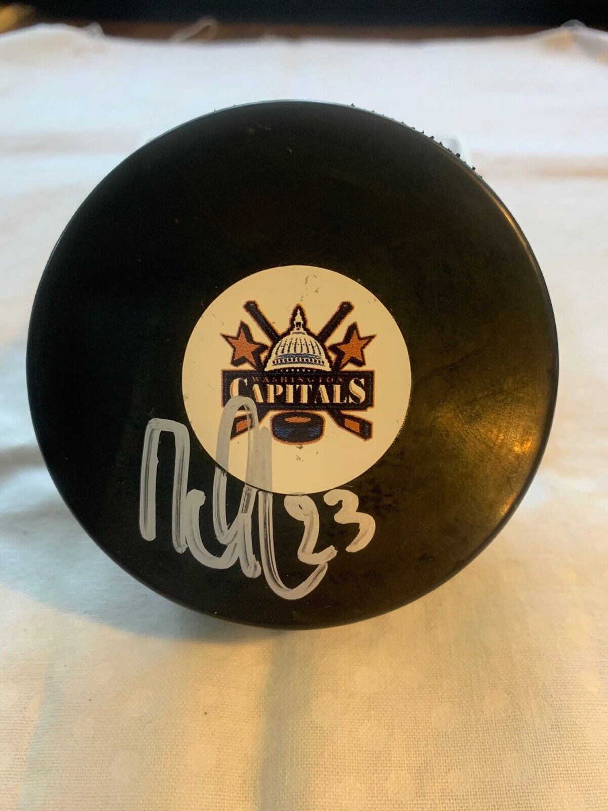 Washington Capitals USA Puck Autographed by Ivan Majesky w/ All Sports COA