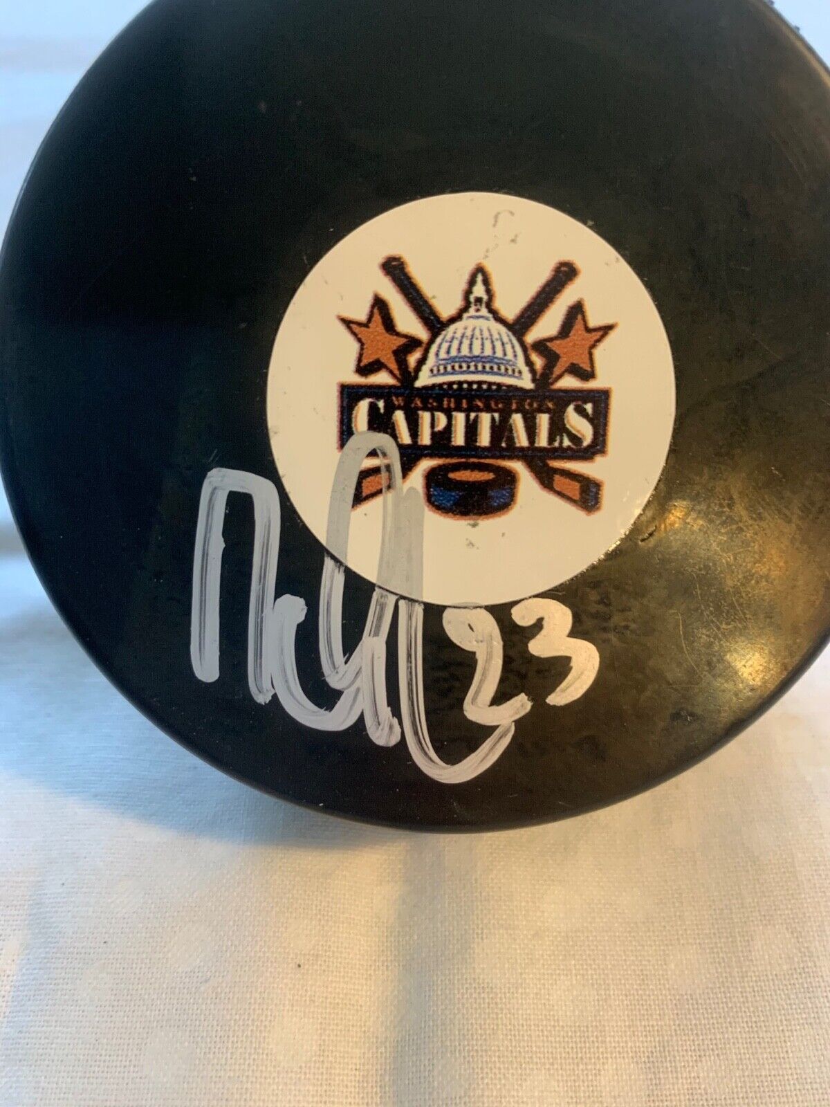 Washington Capitals USA Puck Autographed by Ivan Majesky w/ All Sports COA