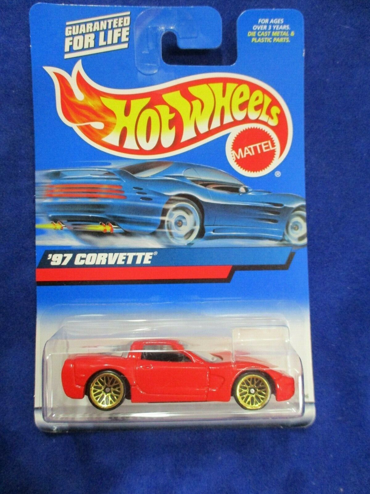 Hot Wheels Mattel Wheels'97 Corvette Red Car Gold Wheels