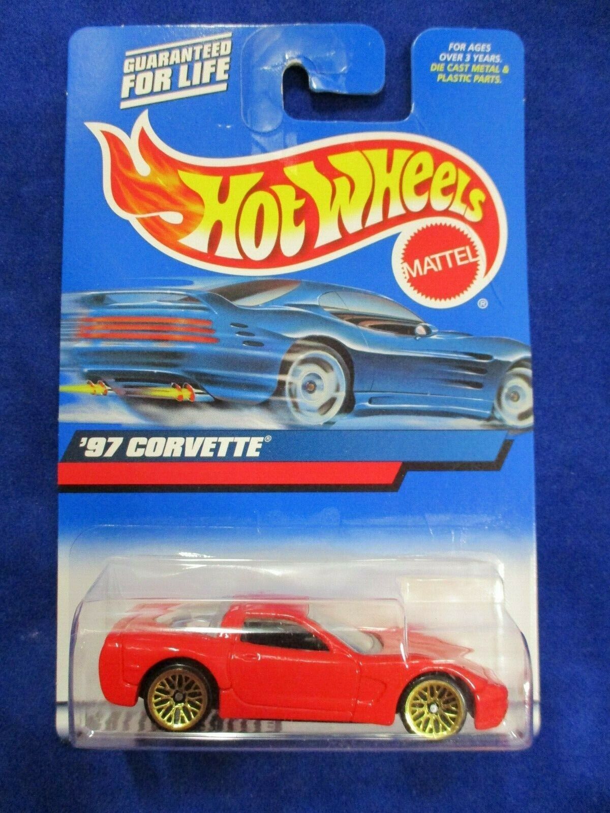 Hot Wheels Mattel Wheels'97 Corvette Red Car Gold Wheels