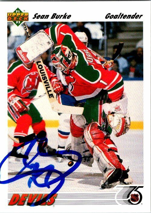 Sean Burke New Jersey Devils Hand Signed 1991-92 UD Card #183 in NM-MT