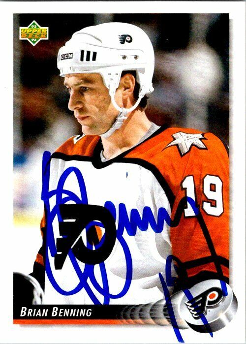 Brian Benning Philadelphia Flyers Hand Signed 1992-93 UD Card #301 in NM-MT