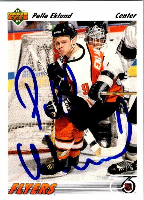 Pelle Eklund Philadelphia Flyers Hand Signed 1991-92 UD Card #103 in NM-MT