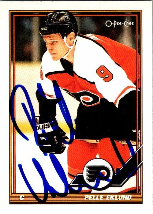 Pelle Eklund Philadelphia Flyers Hand Signed 1991-92 OPC Card #111 in NM-MT