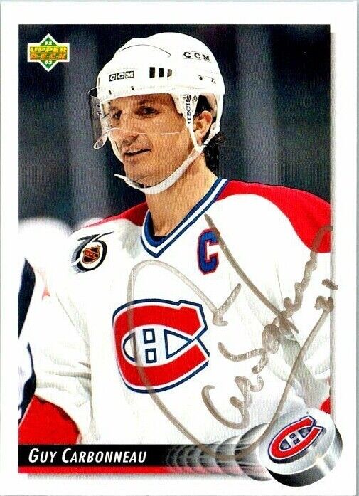 Guy Carbonneau Montreal Canadiens Hand Signed 1992-93 UD Card #260 in NM-MT