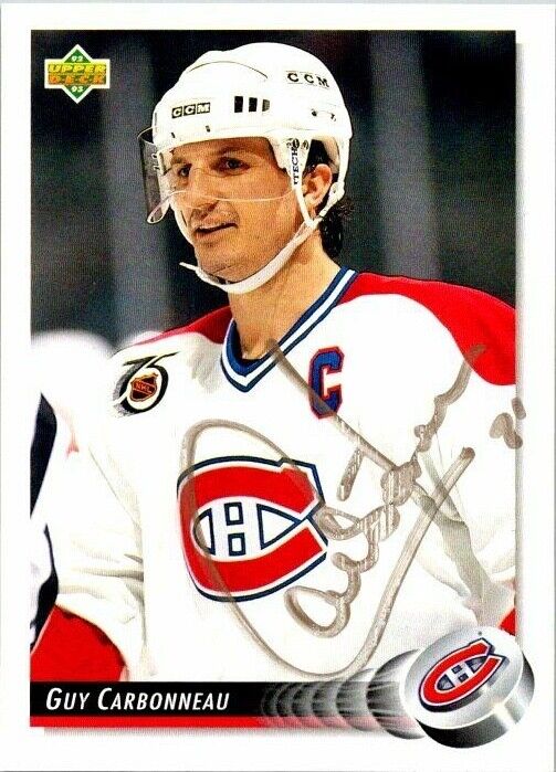 Guy Carbonneau Montreal Canadiens Hand Signed 1992-93 UD Card #260 in NM-MT