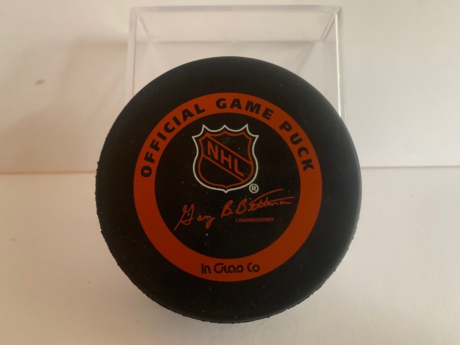 Mike Pelusso Autographed Official NHL Hockey Game Puck with Calgary Flames Logo