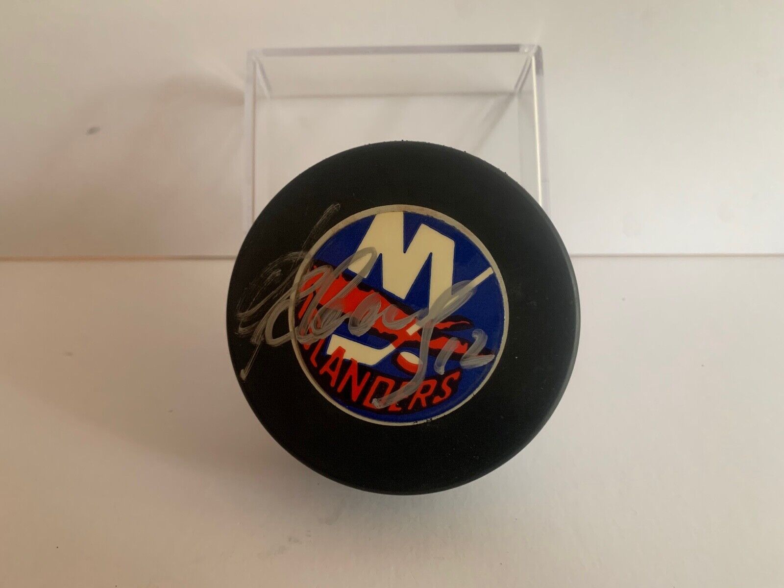 Oleg Kvasha Autographed Official NHL Hockey Puck New York Islanders Logo