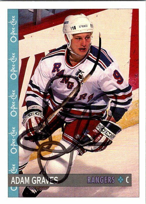 Adam Graves New York Rangers Hand Signed 1992-93 OPC Card #158 in NM-MT