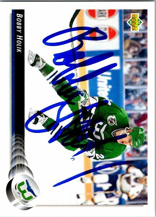 Bobby Holik Hartford Whalers Hand Signed 1992-93 UD Card #252 in NM-MT