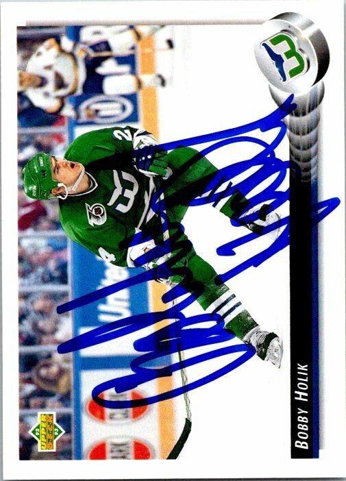 Bobby Holik Hartford Whalers Hand Signed 1992-93 UD Card #252 in NM-MT