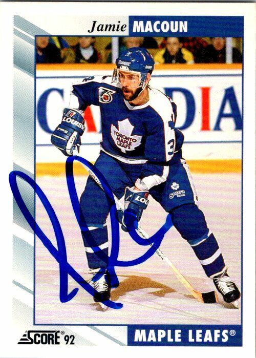 Jamie Macoun Maple Leafs Hand Signed 1992-93 Score Hockey Card #88 NM