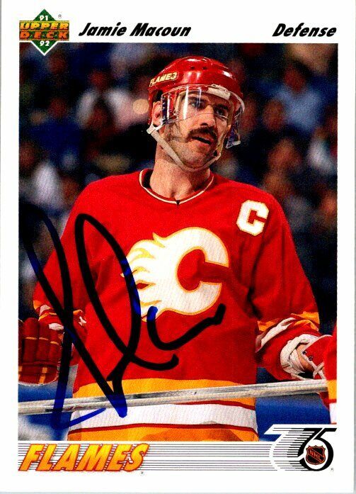 Jamie Macoun Calgary Flames Hand Signed 1991-92 Upper Deck Hockey Card #412 NM