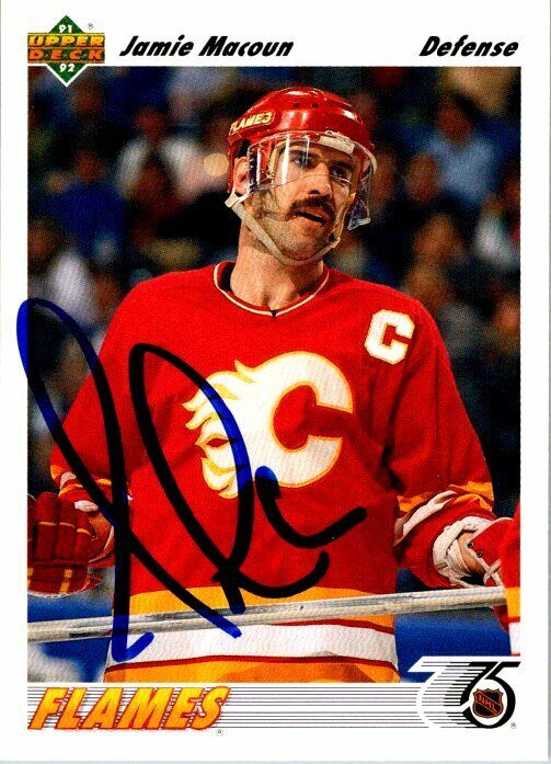 Jamie Macoun Calgary Flames Hand Signed 1991-92 Upper Deck Hockey Card #412 NM