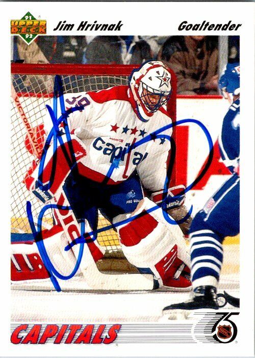 Jim Hrivnak Washington Capitals Hand Signed 1991-92 UD Hockey Card #343 in NM-MT