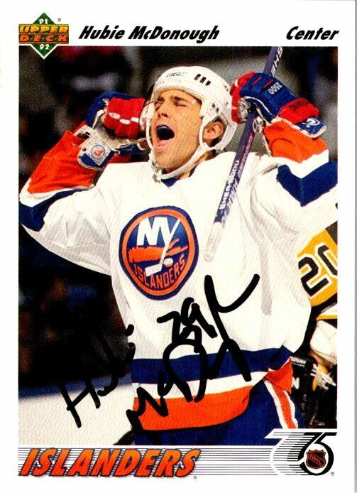 Hubie McDonough Islanders Hand Signed 1991-92 Upper Deck Hockey Card #138 NM