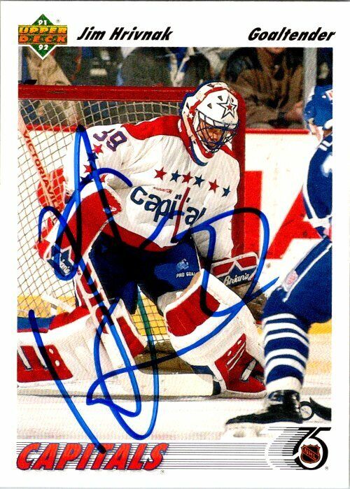 Jim Hrivnak Washington Capitals Hand Signed 1991-92 UD Hockey Card #343 in NM-MT