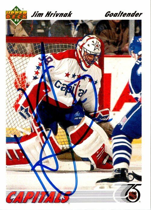 Jim Hrivnak Washington Capitals Hand Signed 1991-92 UD Hockey Card #343 in NM-MT