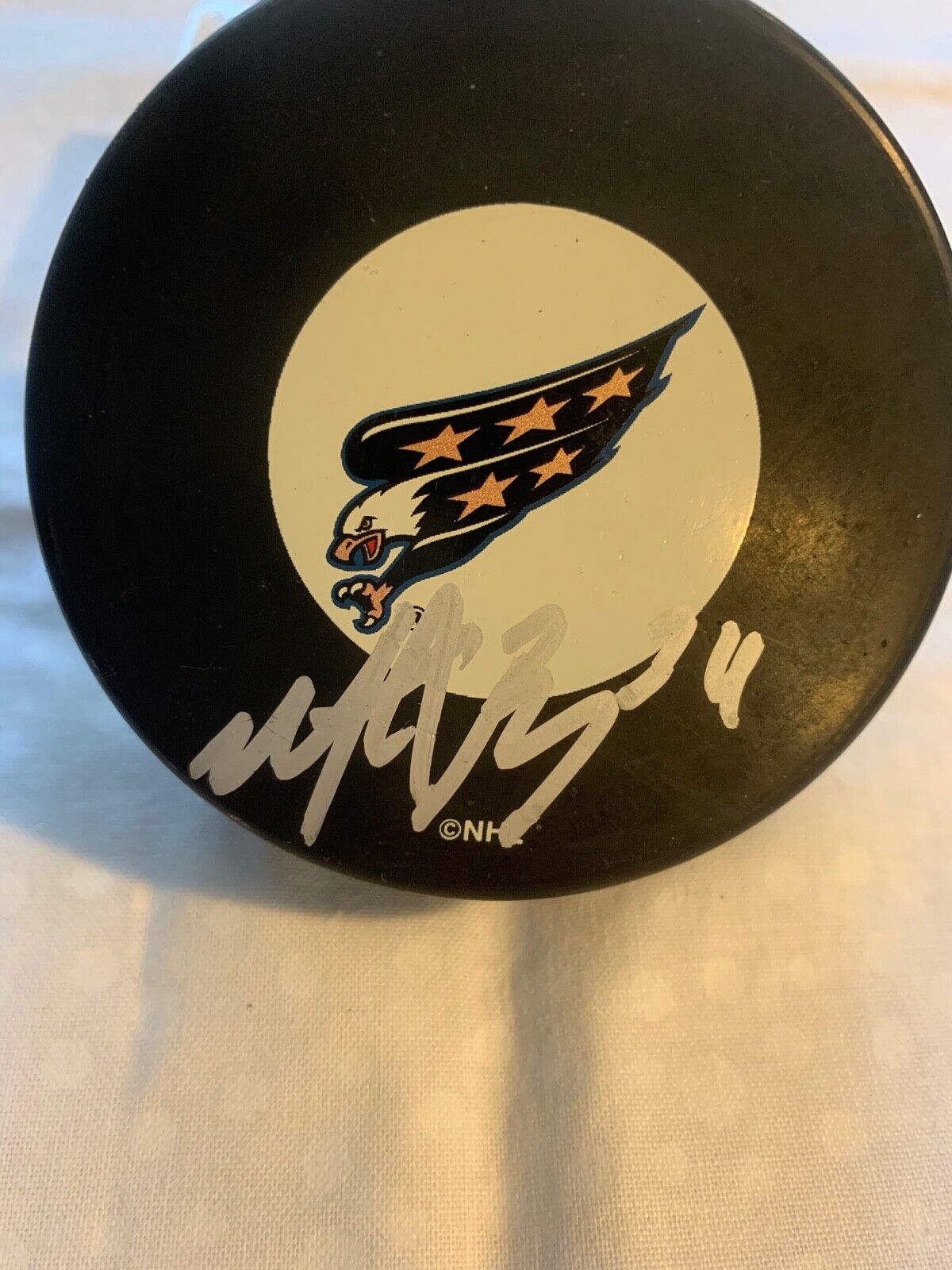 Washington Nationals Hockey Puck Autographed by Mathieu Biron w/ All Sports COA