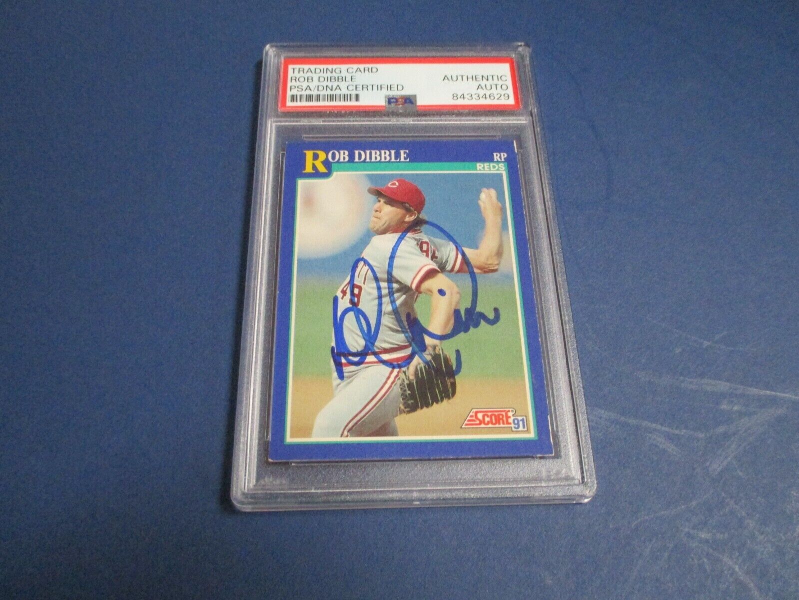 Rob Dibble Cincinnati Reds Autographed 1991 Score Card #17 PSA Slab #84334629