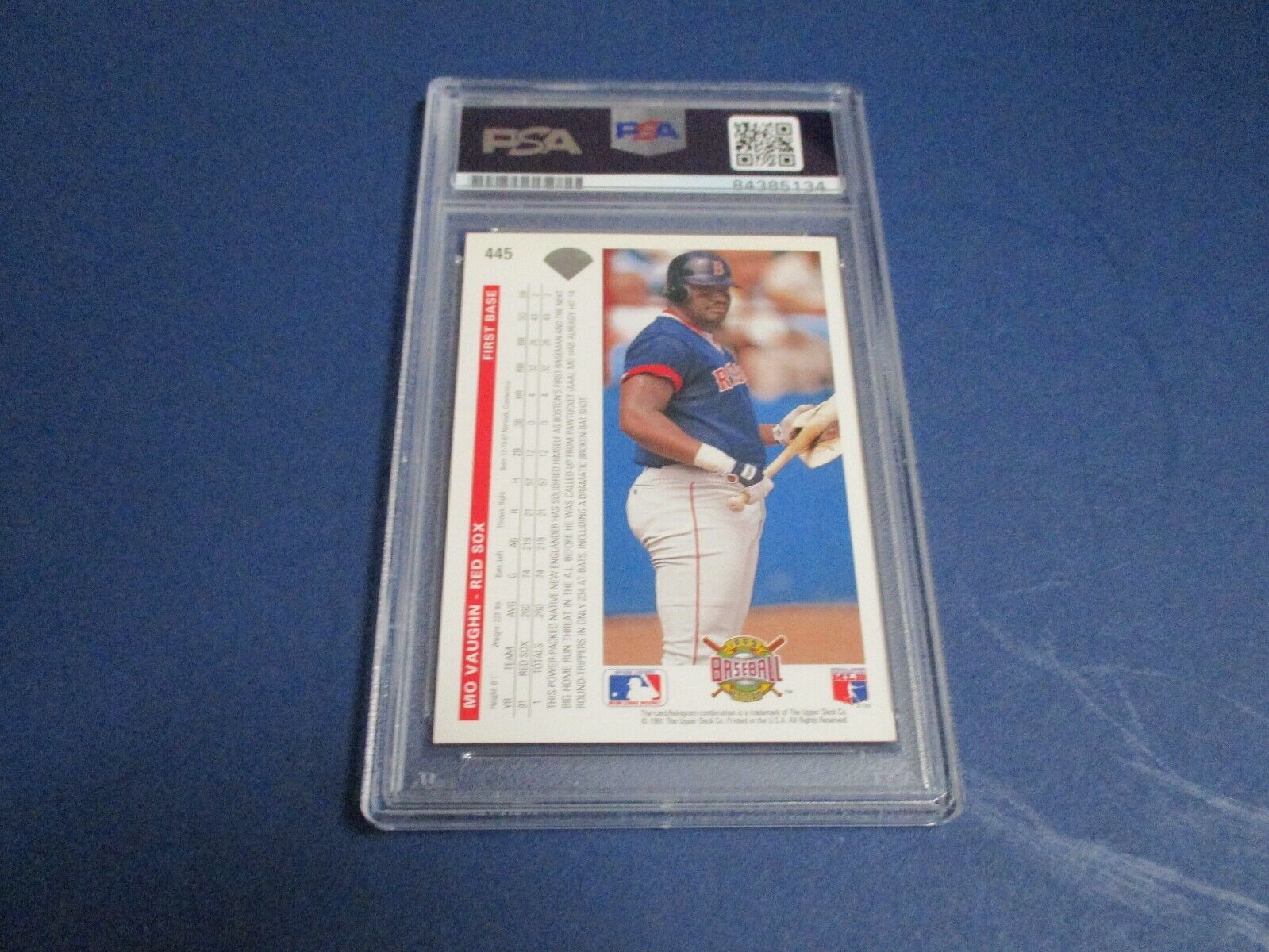 Mo Vaughn Red Sox Autographed Signed 1992 UD Card #445 PSA Slab #84385134