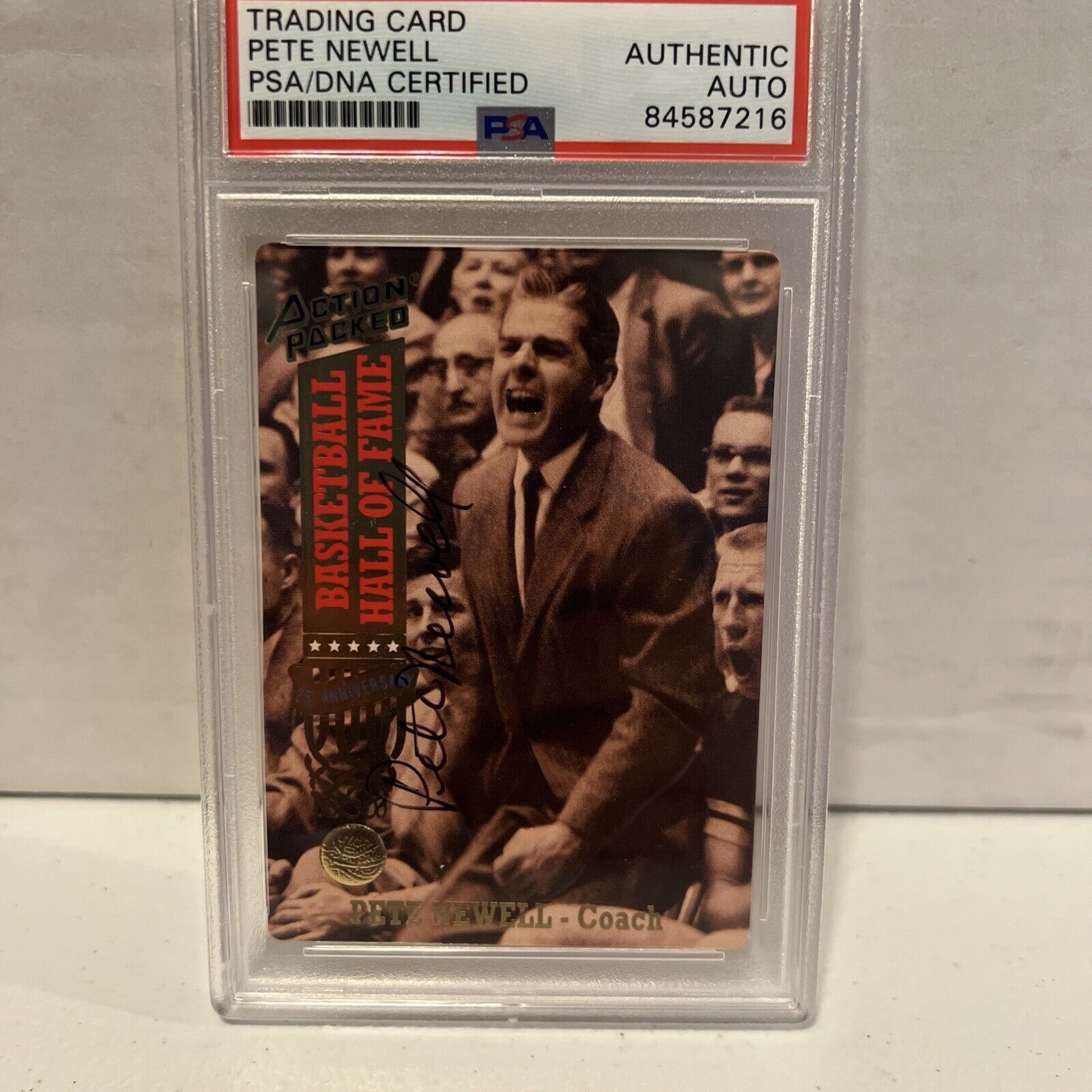 Pete Newell Coach Autographed Signed 1993 Action Packed Card #55 PSA Auth Slab