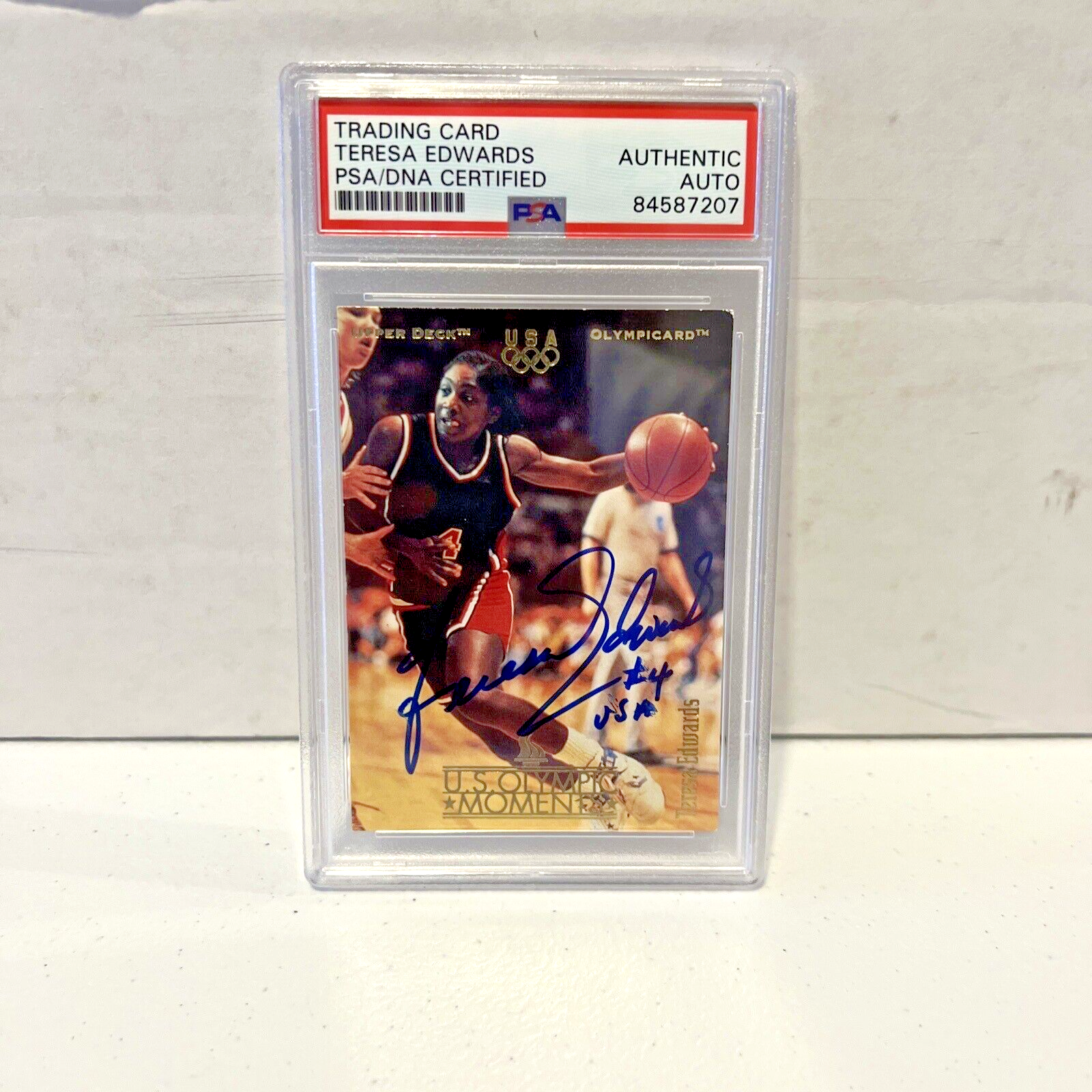 Teresa Edwards USA Autographed Signed 1996 Upper Deck Card #13 PSA Auth Slab