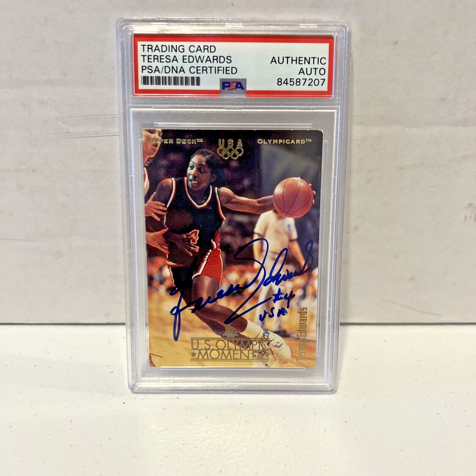 Teresa Edwards USA Autographed Signed 1996 Upper Deck Card #13 PSA Auth Slab