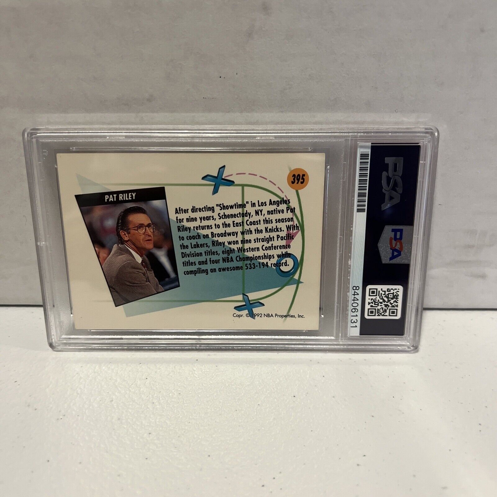 Pat Riley Knicks Coach Autographed Signed 1992 Skybox Card #395 PSA Auth Slab