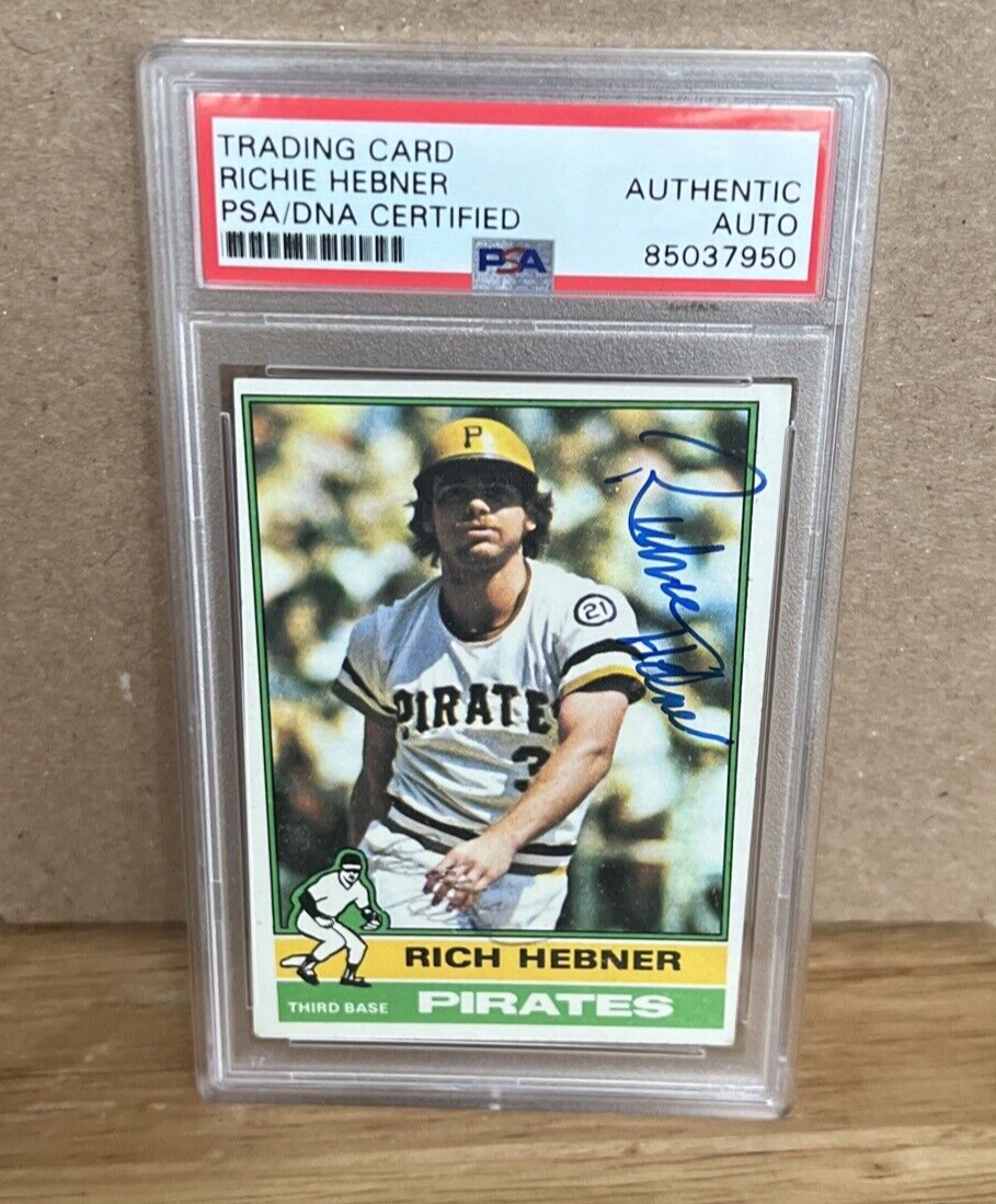 Richie Hebner Pirates Autographed Signed 1976 Topps Card #376 PSA Auth. Slab