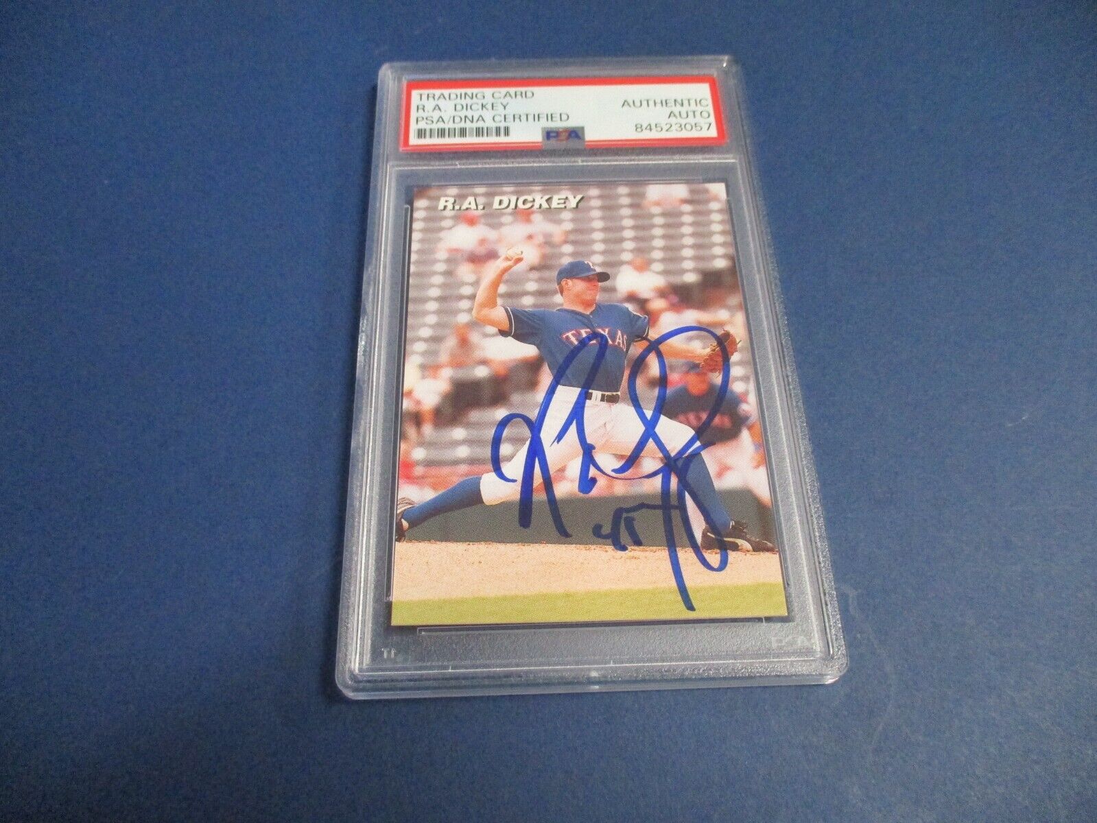 R.A. Dickey Texas Rangers Autographed Signed R.A.'s Self Printed Card PSA Slab