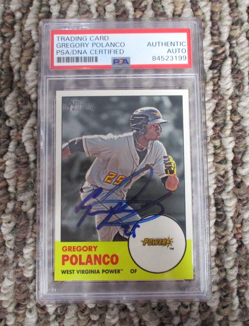 MLB Gregory Polanco West Virginia Power Autographed Signed Topps Card PSA Slab 3