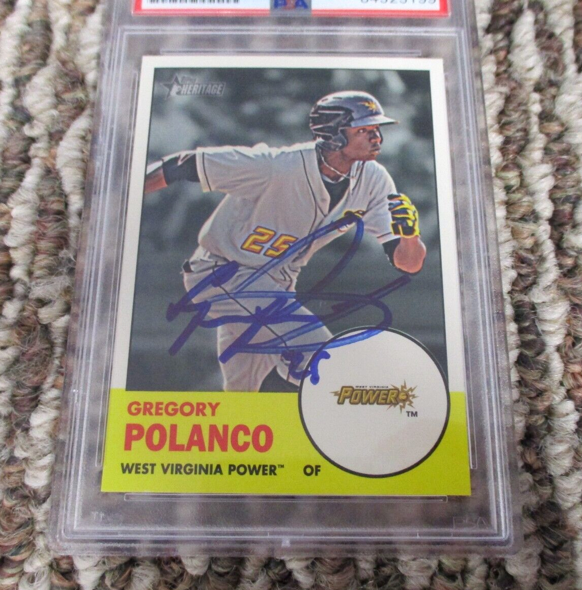 MLB Gregory Polanco West Virginia Power Autographed Signed Topps Card PSA Slab 3