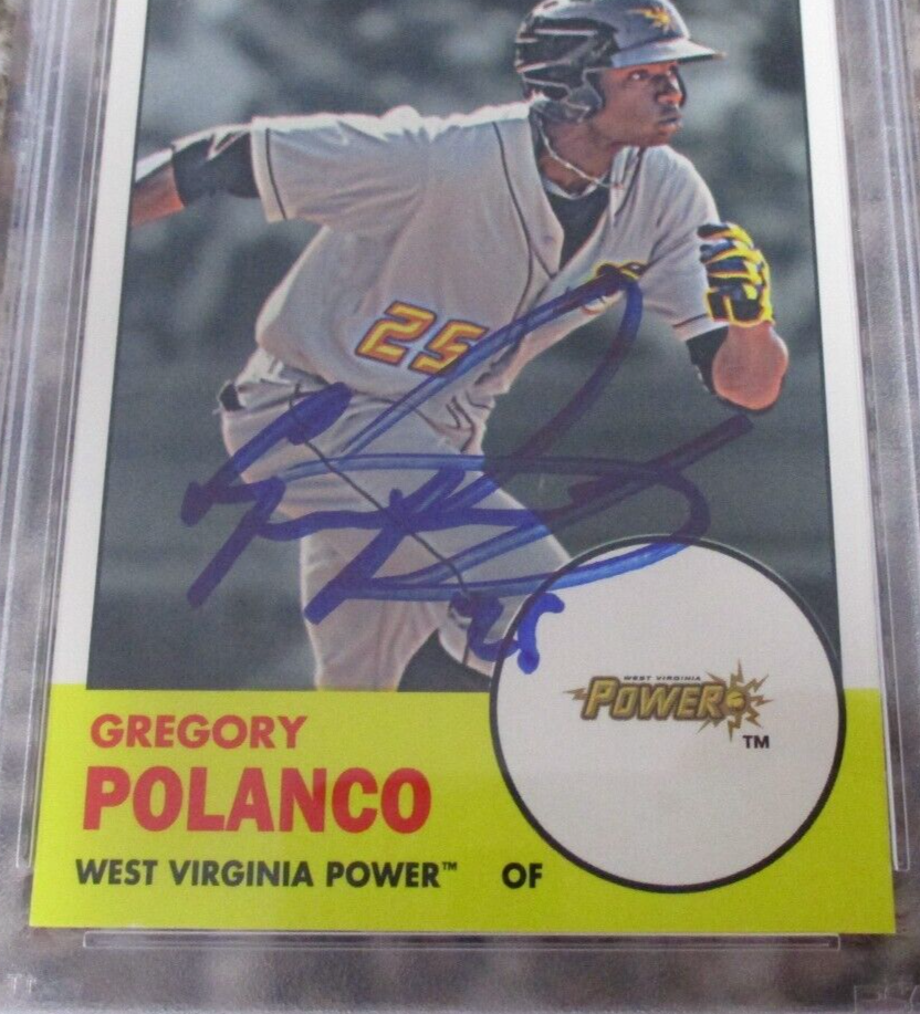 MLB Gregory Polanco West Virginia Power Autographed Signed Topps Card PSA Slab 3