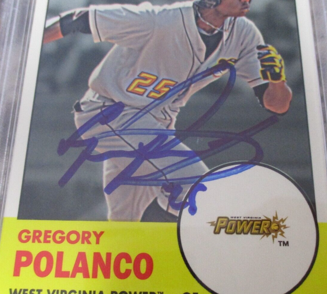 MLB Gregory Polanco West Virginia Power Autographed Signed Topps Card PSA Slab 3