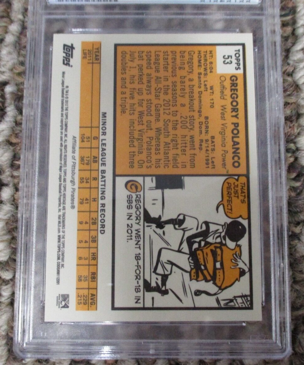 MLB Gregory Polanco West Virginia Power Autographed Signed Topps Card PSA Slab 3