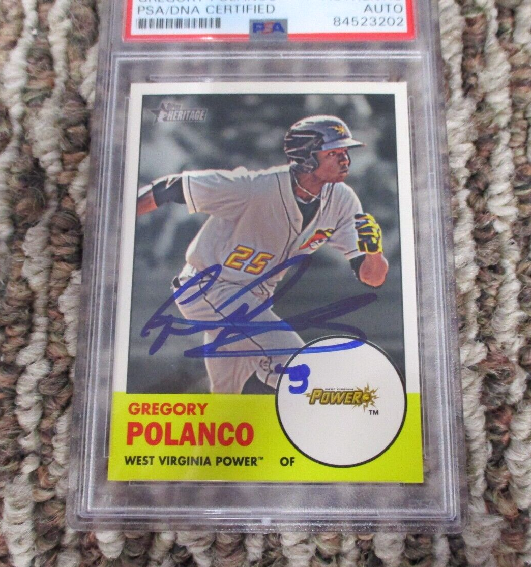 MLB Gregory Polanco West Virginia Power Autographed Signed Topps Card PSA Slab 2