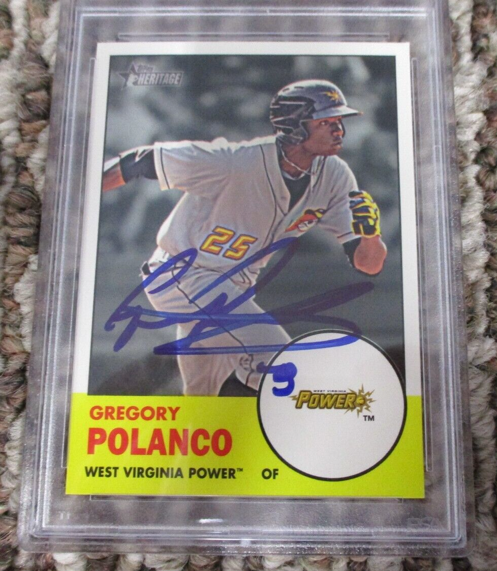 MLB Gregory Polanco West Virginia Power Autographed Signed Topps Card PSA Slab 2