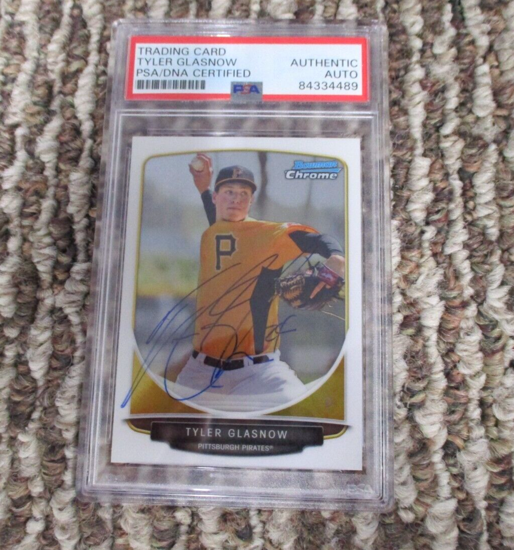 MLB Tyler Glasnow Pittsburgh Pirates Autographed Signed Topps BC Card PSA Slab