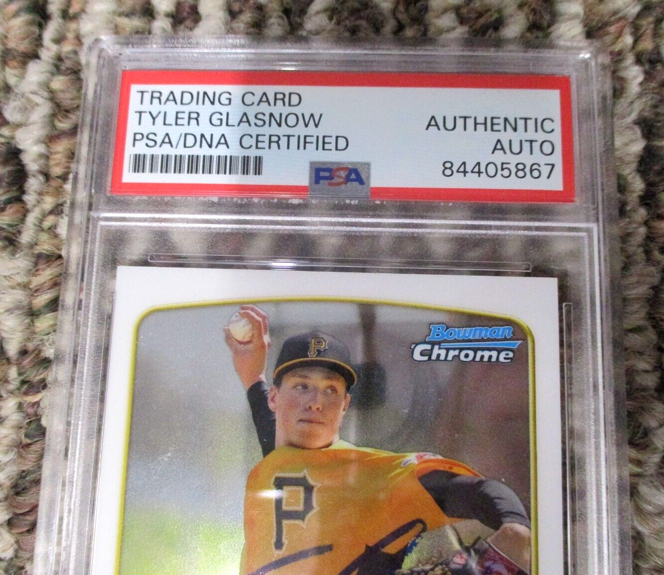 MLB Tyler Glasnow Pittsburgh Pirates Autographed Signed Topps BC Card 2 PSA Slab