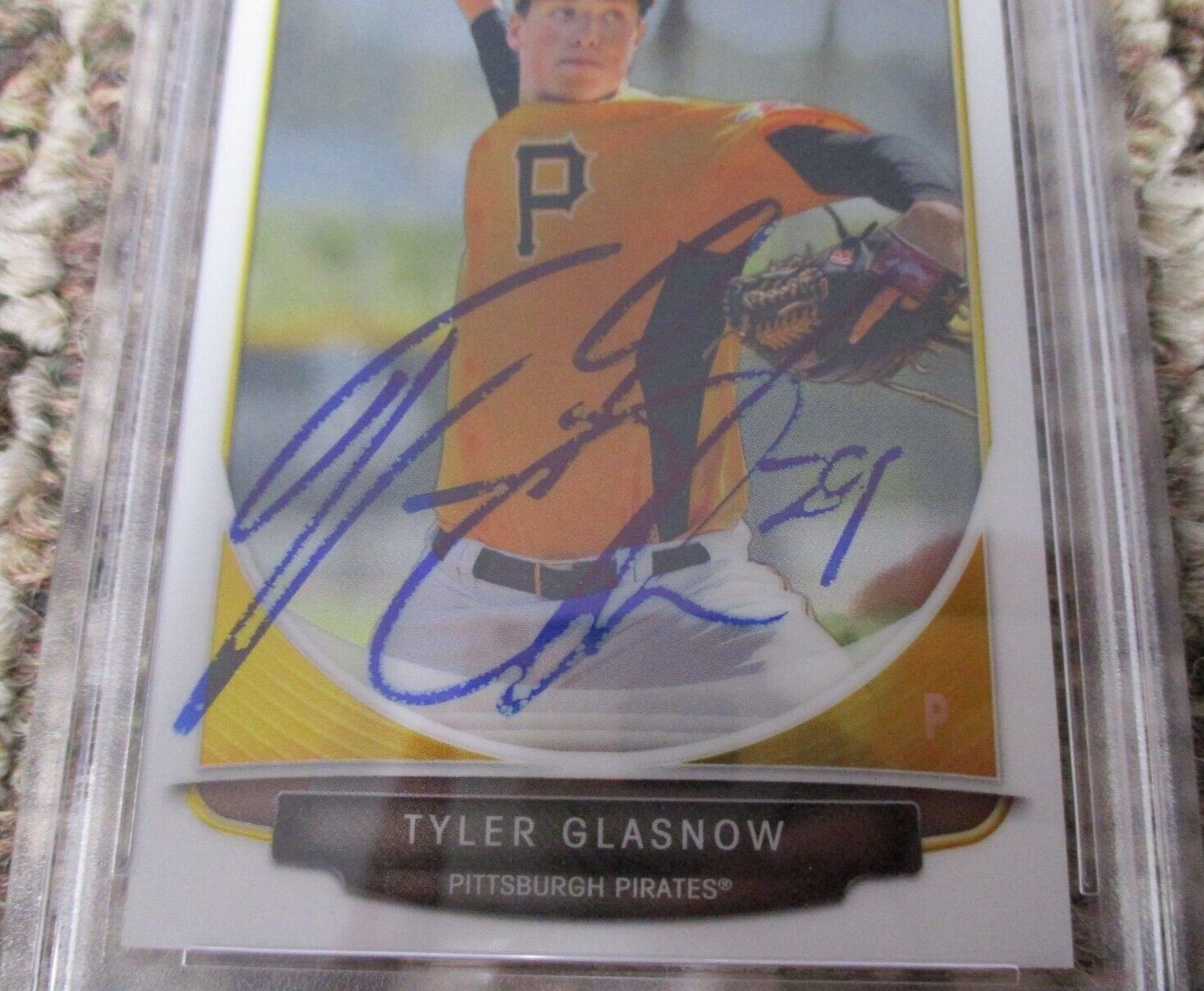 MLB Tyler Glasnow Pittsburgh Pirates Autographed Signed Topps BC Card 2 PSA Slab