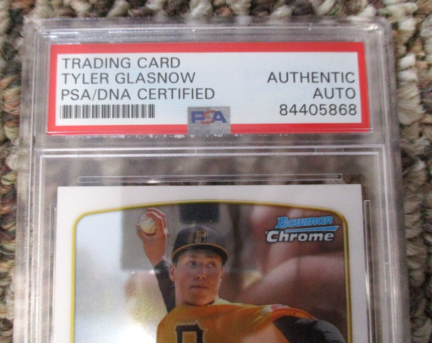 MLB Tyler Glasnow Pittsburgh Pirates Autographed Signed Topps BC Card 3 PSA Slab