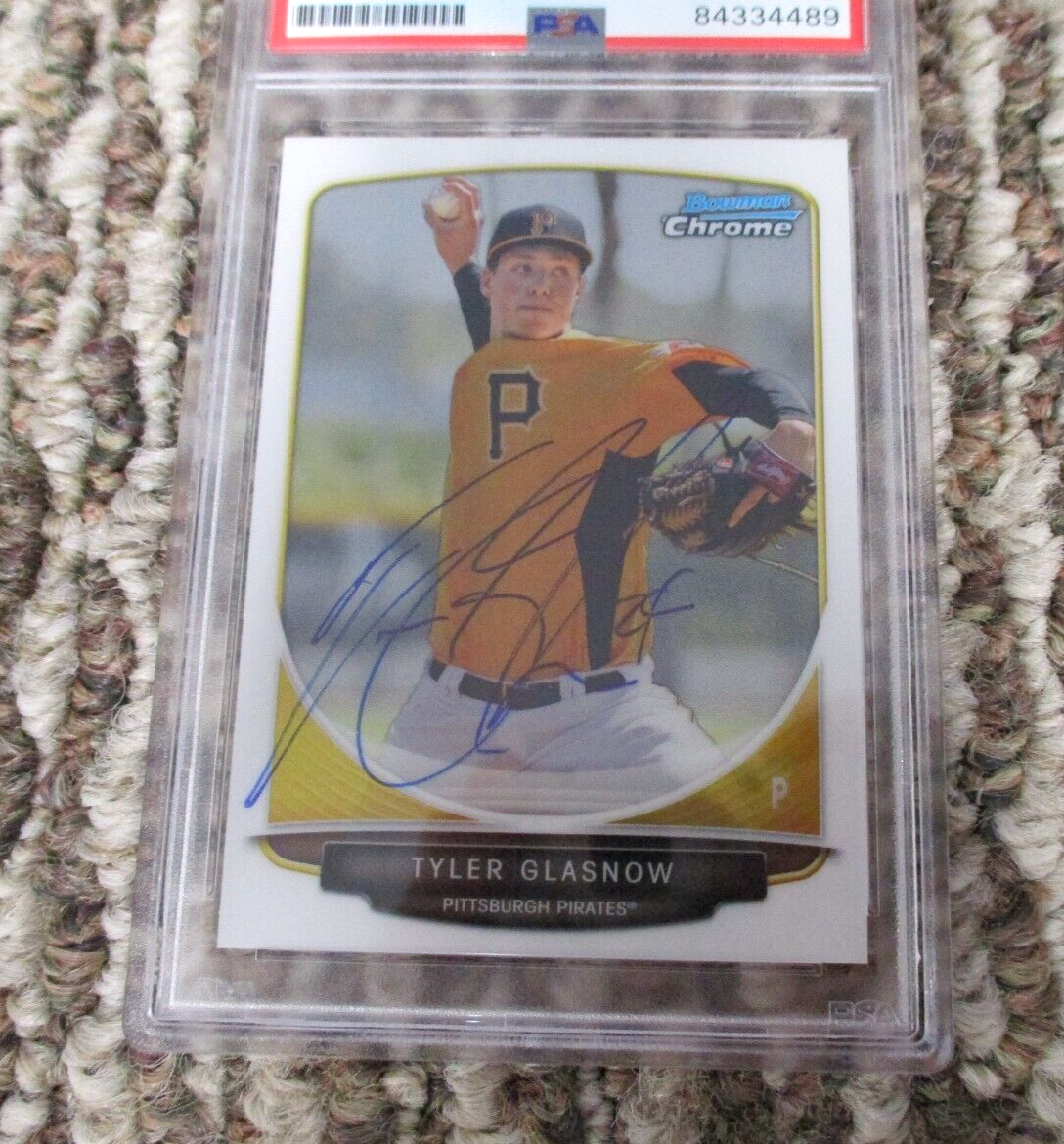 MLB Tyler Glasnow Pittsburgh Pirates Autographed Signed Topps BC Card PSA Slab