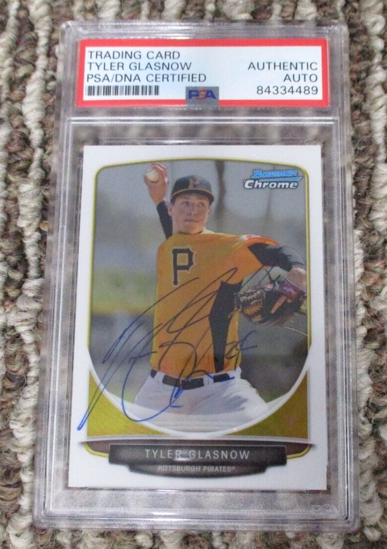 MLB Tyler Glasnow Pittsburgh Pirates Autographed Signed Topps BC Card PSA Slab