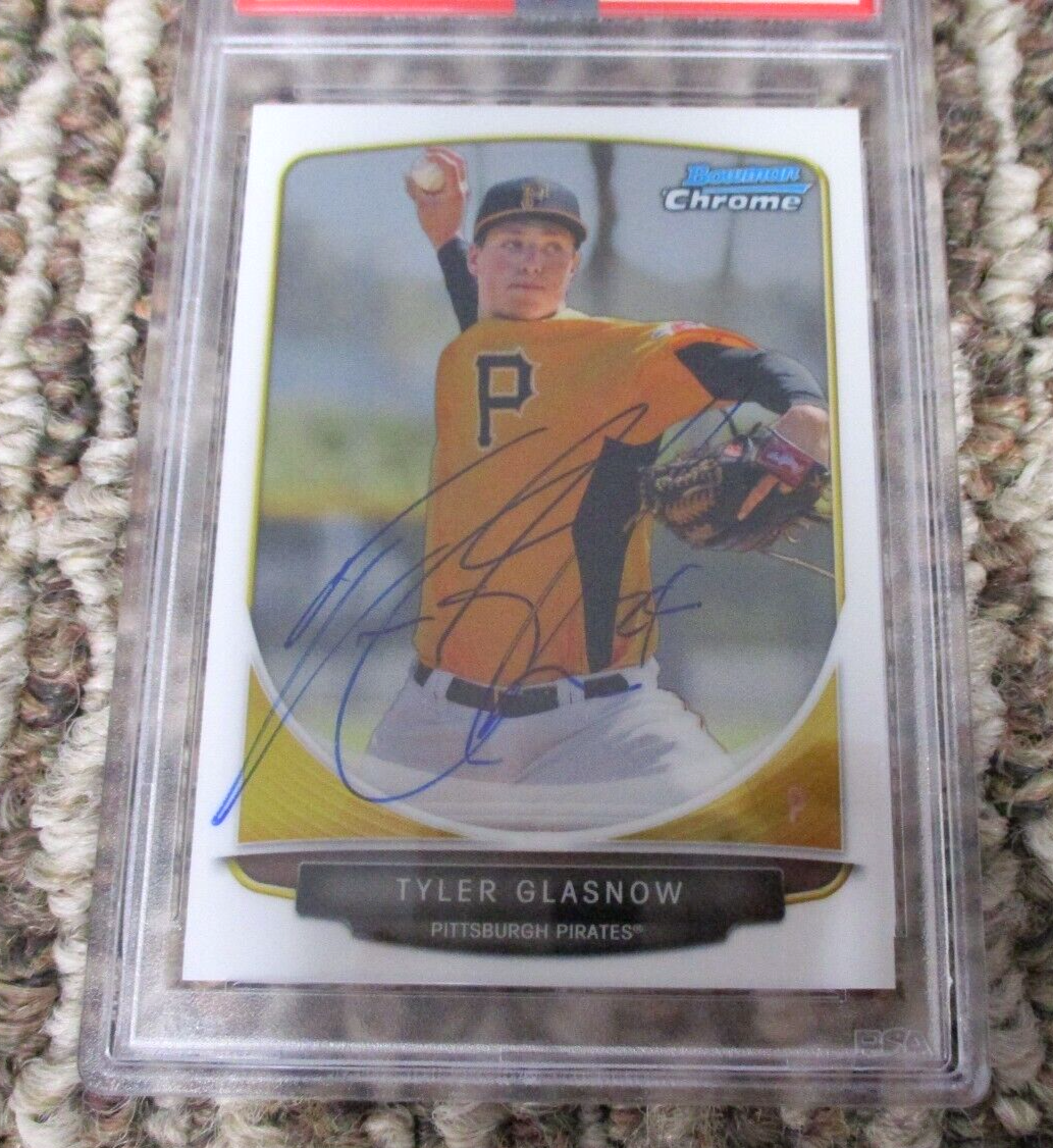 MLB Tyler Glasnow Pittsburgh Pirates Autographed Signed Topps BC Card PSA Slab