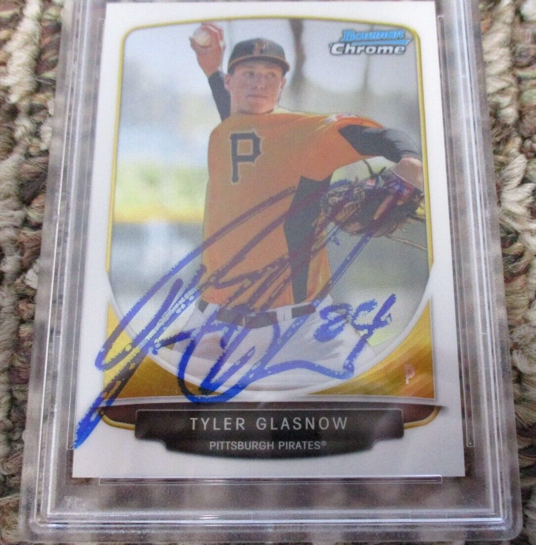 MLB Tyler Glasnow Pittsburgh Pirates Autographed Signed Topps BC Card 3 PSA Slab