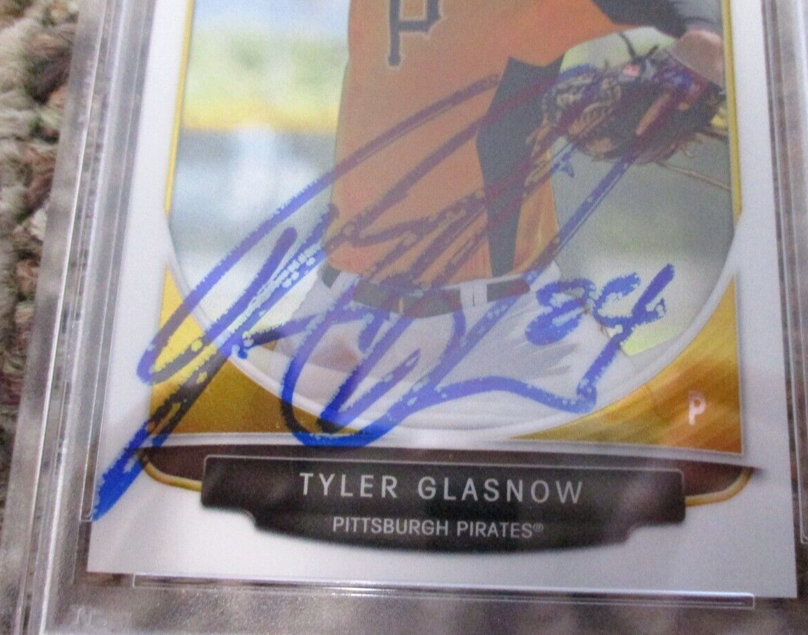 MLB Tyler Glasnow Pittsburgh Pirates Autographed Signed Topps BC Card 3 PSA Slab