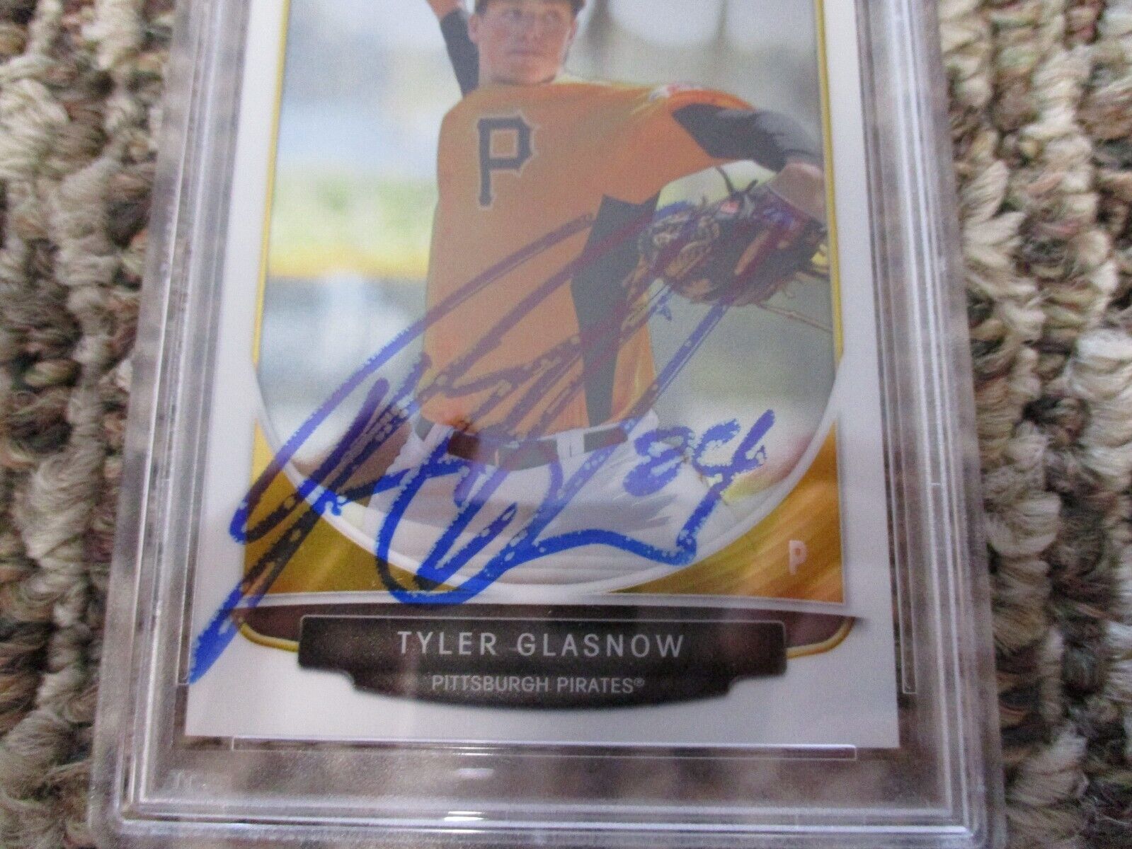 MLB Tyler Glasnow Pittsburgh Pirates Autographed Signed Topps BC Card 3 PSA Slab