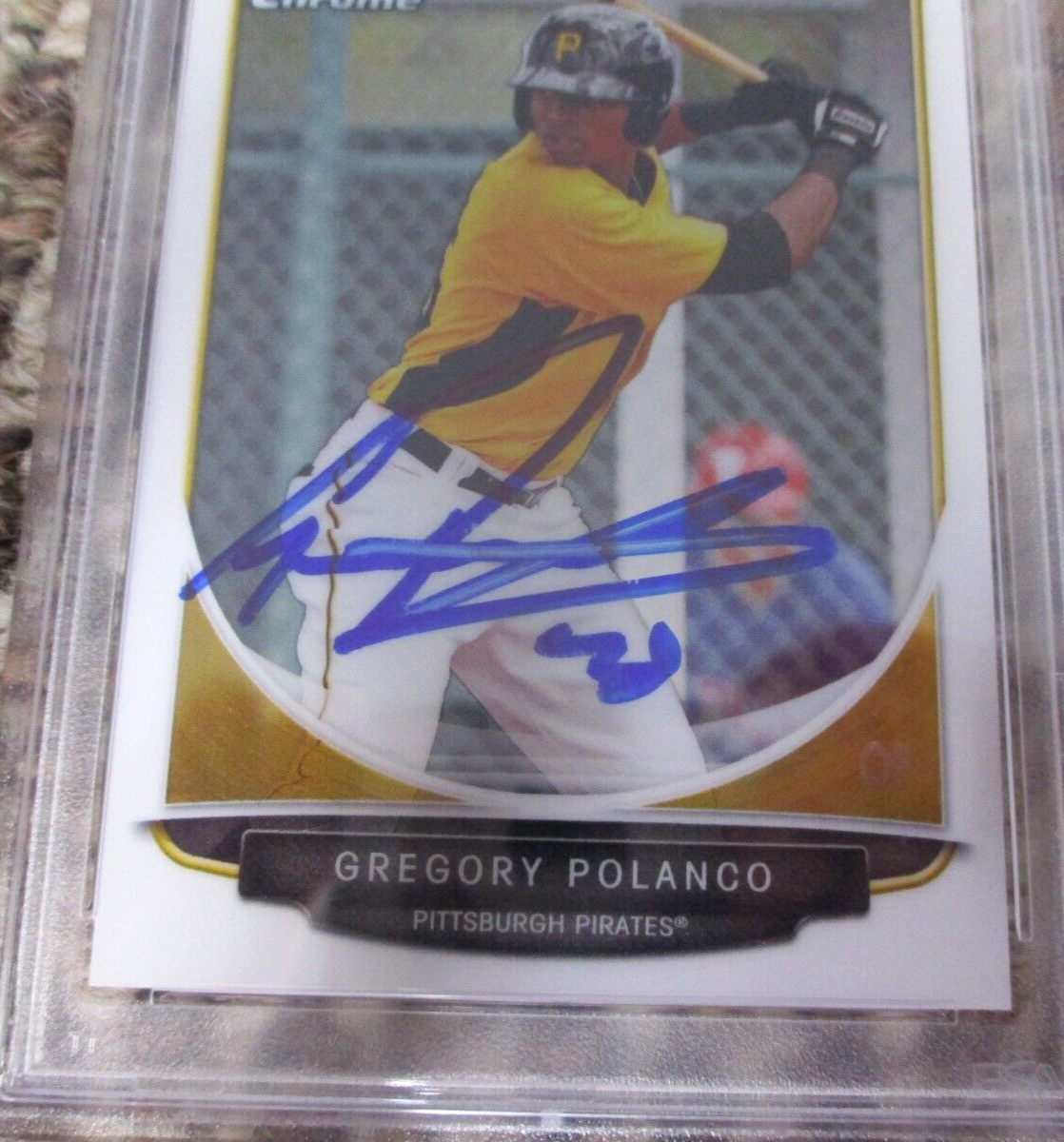 MLB Gregory Polanco Pittsburgh Pirates Autographed Signed Topps BC Card PSA Slab